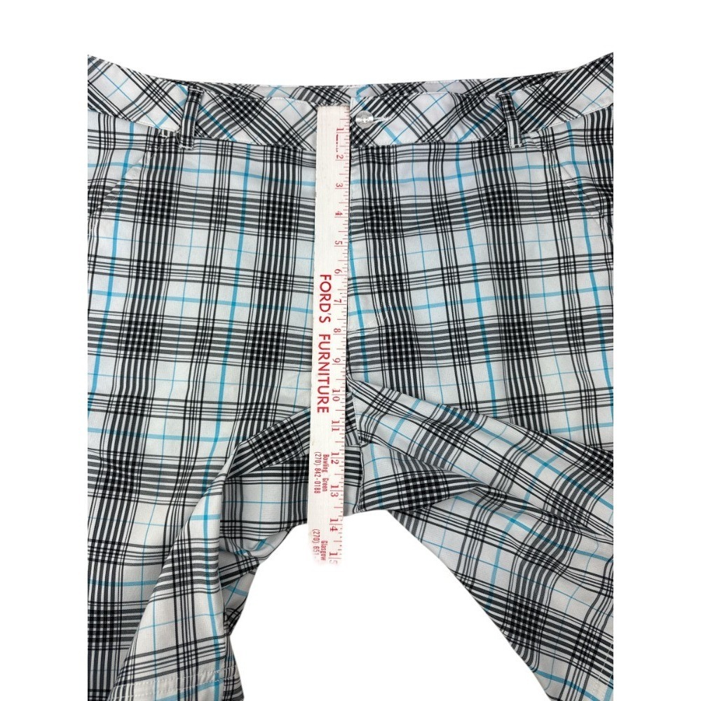 Fila Sport Golf Shorts Men's 38 White Turquoise Black Plaid Tech Stretch Pockets - Picture 5 of 9